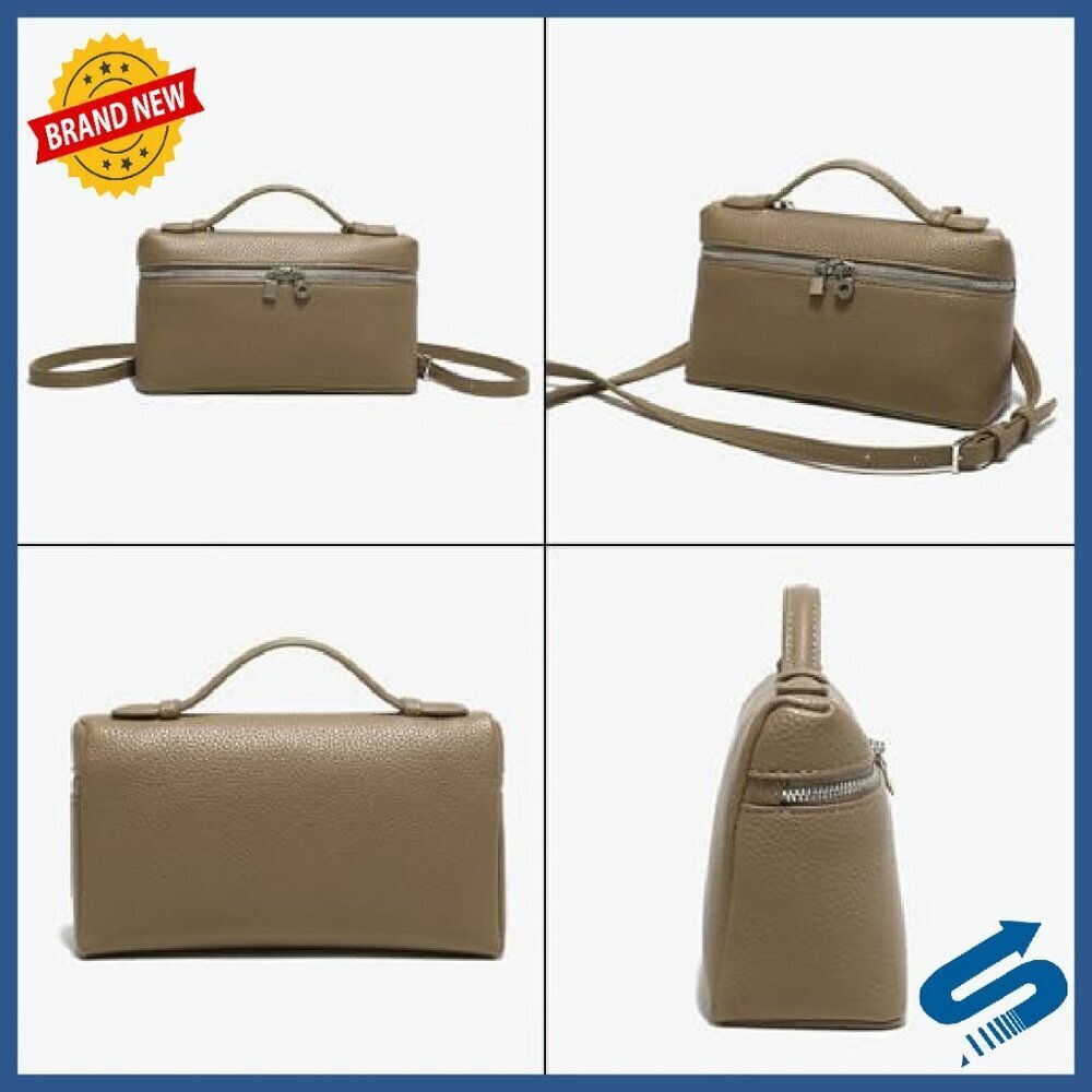 Small Leather Crossbody Bag with Top Handle, Detachable Strap, Quiet Luxury - Picture 4 of 8